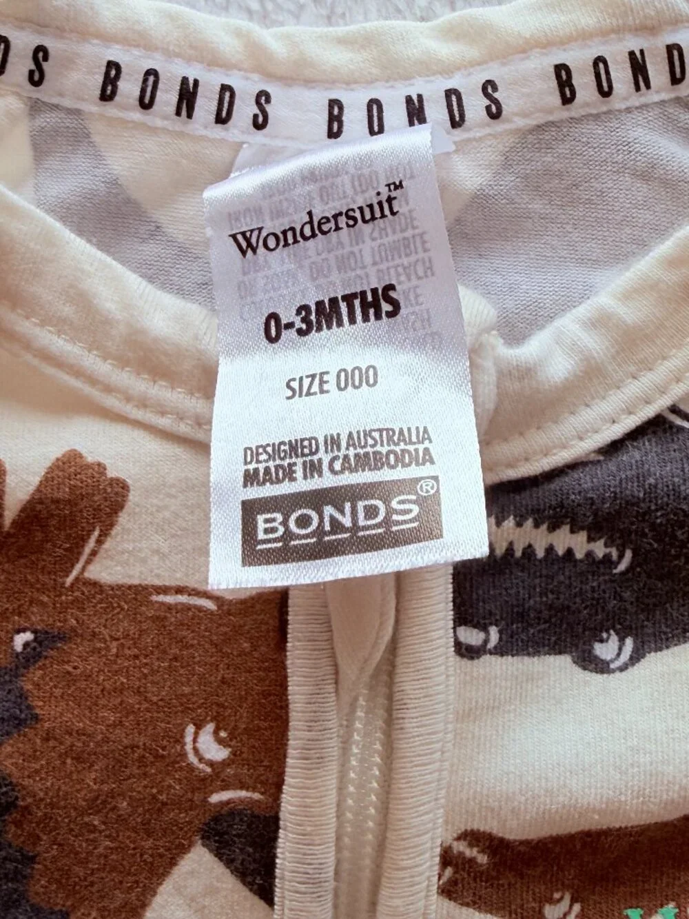 Bonds Wondersuit Dinosaur Exlplore Long Sleeve Romper Baby Unisex Size 0-3 month